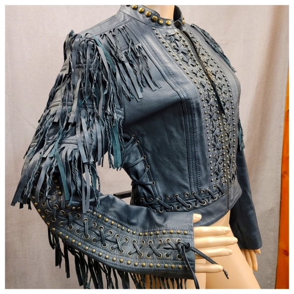 Double D Ranch Jackets & Blazers - Double D Ranch Leather Jacket Coat FRINGE Western S